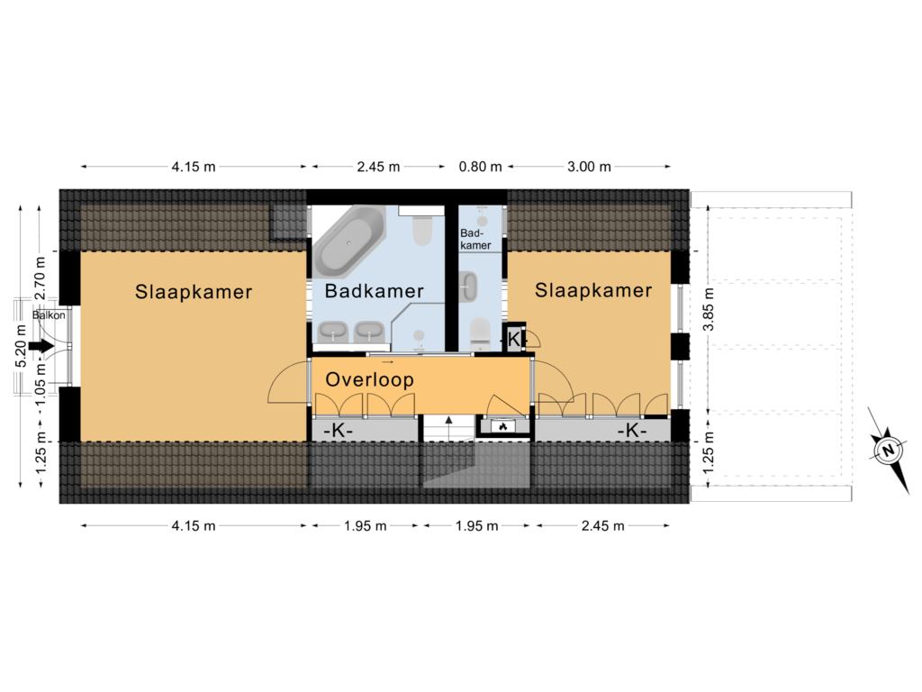 View floorplan of 1e Verdieping of Noorderkade 25