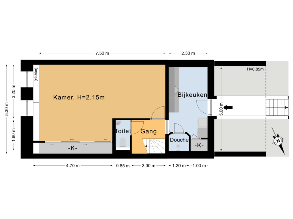 View floorplan of Souterrain of Noorderkade 25