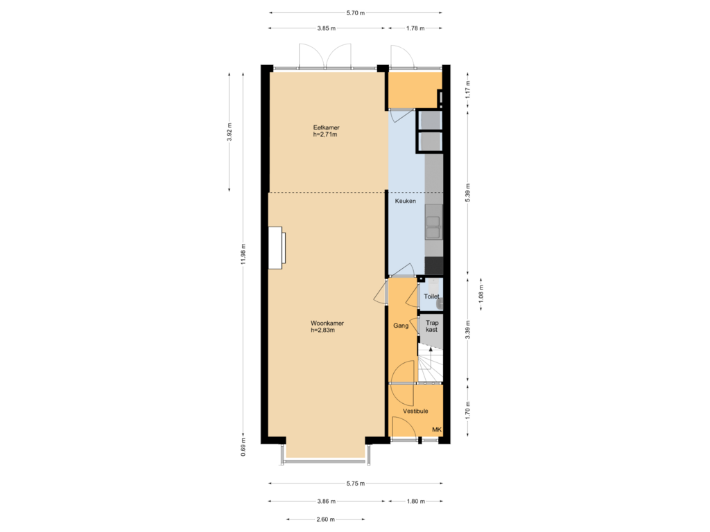 Bekijk plattegrond van Begane grond van Ridder van Catsweg 244-A