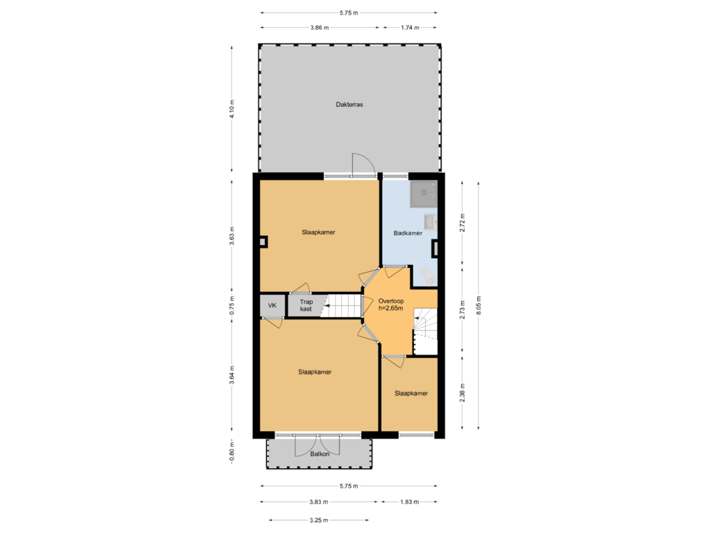 Bekijk plattegrond van 1e verdieping van Ridder van Catsweg 244-A