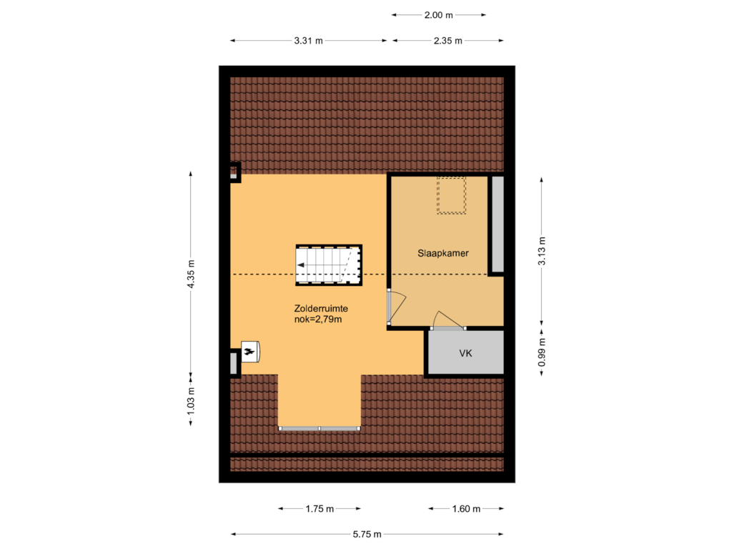 Bekijk plattegrond van 2e verdieping van Ridder van Catsweg 244-A