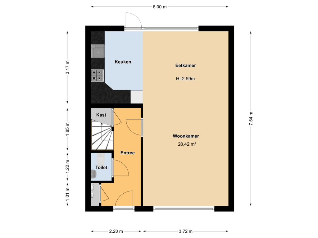 View floorplan of Begane grond of Regenboog 36