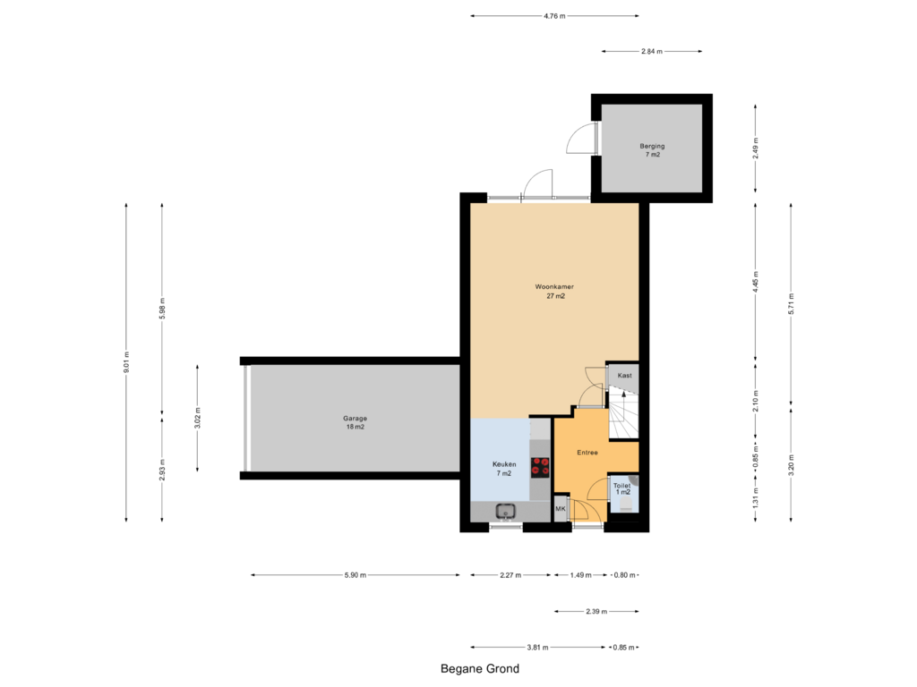 View floorplan of Begane Grond of Pinksterbloem 1