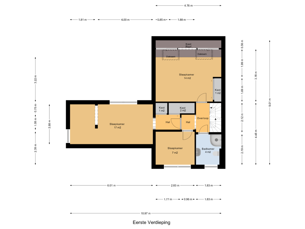 View floorplan of Eerste Verdieping of Pinksterbloem 1