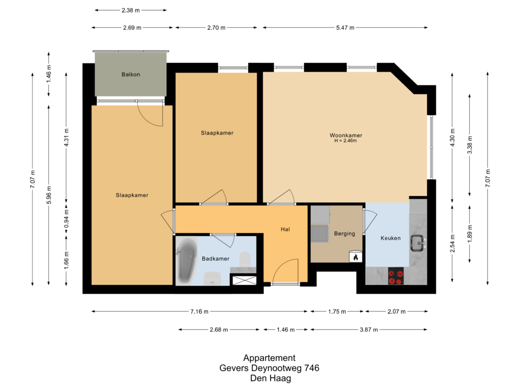 Bekijk plattegrond van Appartement van Gevers Deynootweg 746