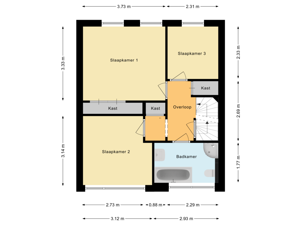 Bekijk plattegrond van Eerste verdieping van Meidoornstraat 5