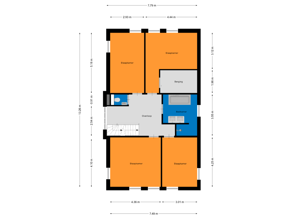 View floorplan of Eerste verdieping of Hein Jordansstraat 26