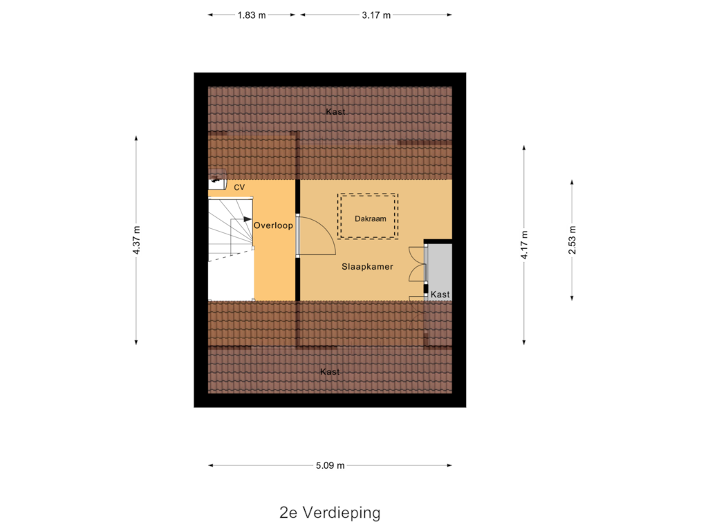 Bekijk plattegrond van 2e Verdieping van Hooiland 143