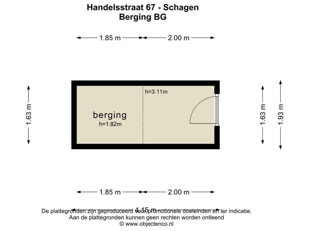 Bekijk plattegrond van BERGING BG van Handelsstraat 67