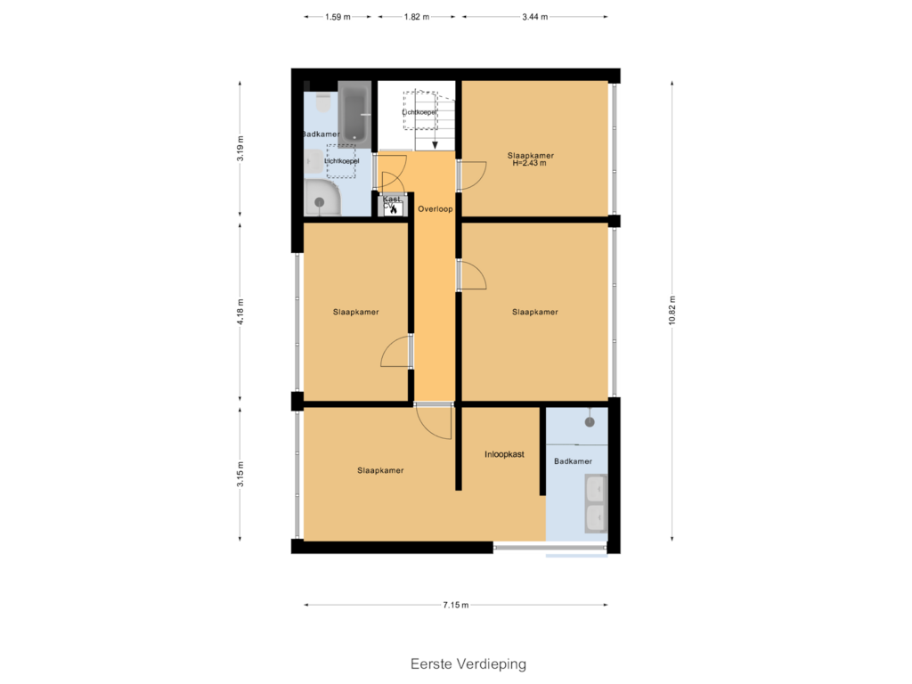 View floorplan of Eerste Verdieping of Hallstein-Nes 21