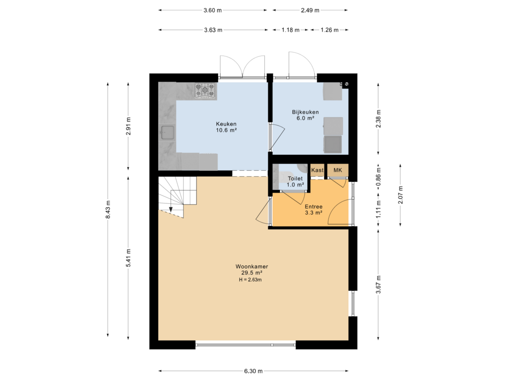 Bekijk plattegrond van Begane grond van Dammeloane 1-A