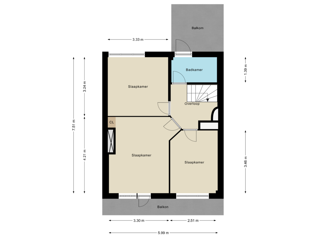 View floorplan of Tweede verdieping of Celebesstraat 29-A