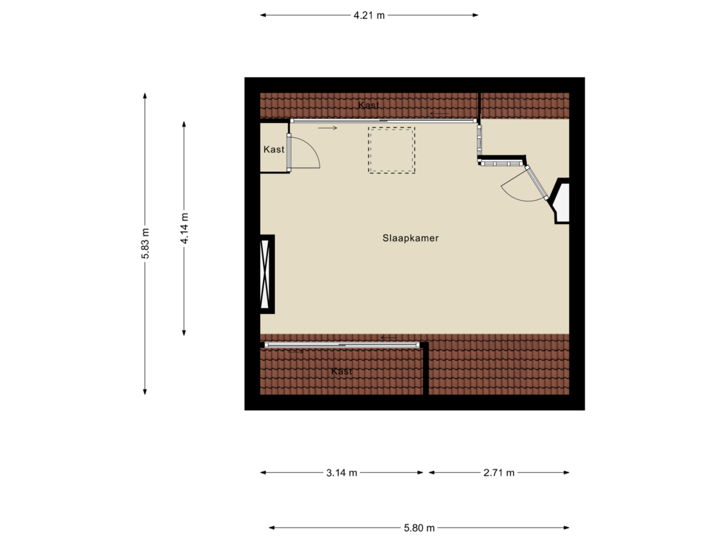 View floorplan of Derde verdieping of Celebesstraat 29-A