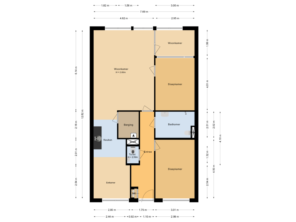 View floorplan of Appartement of Molenwal 1-B