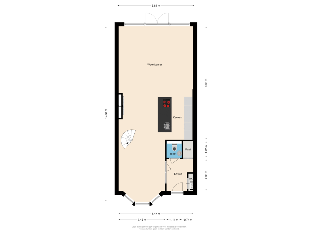 Bekijk plattegrond van Begane grond van Hoflanderweg 12