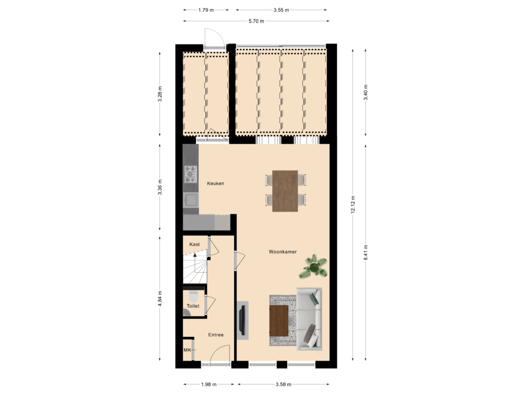 Bekijk plattegrond van Begane grond van Germstraat 33