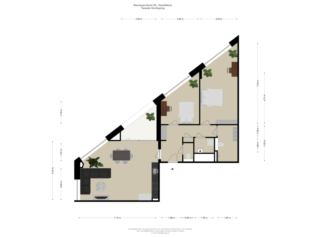 Bekijk plattegrond van Tweede Verdieping van Niemeyerstraat 28