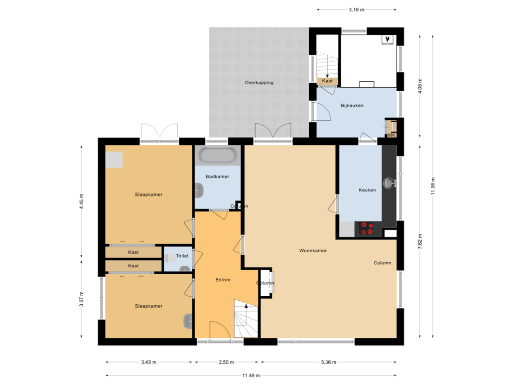 Bekijk plattegrond van Begane grond van Jan Weitkamplaan 10-A