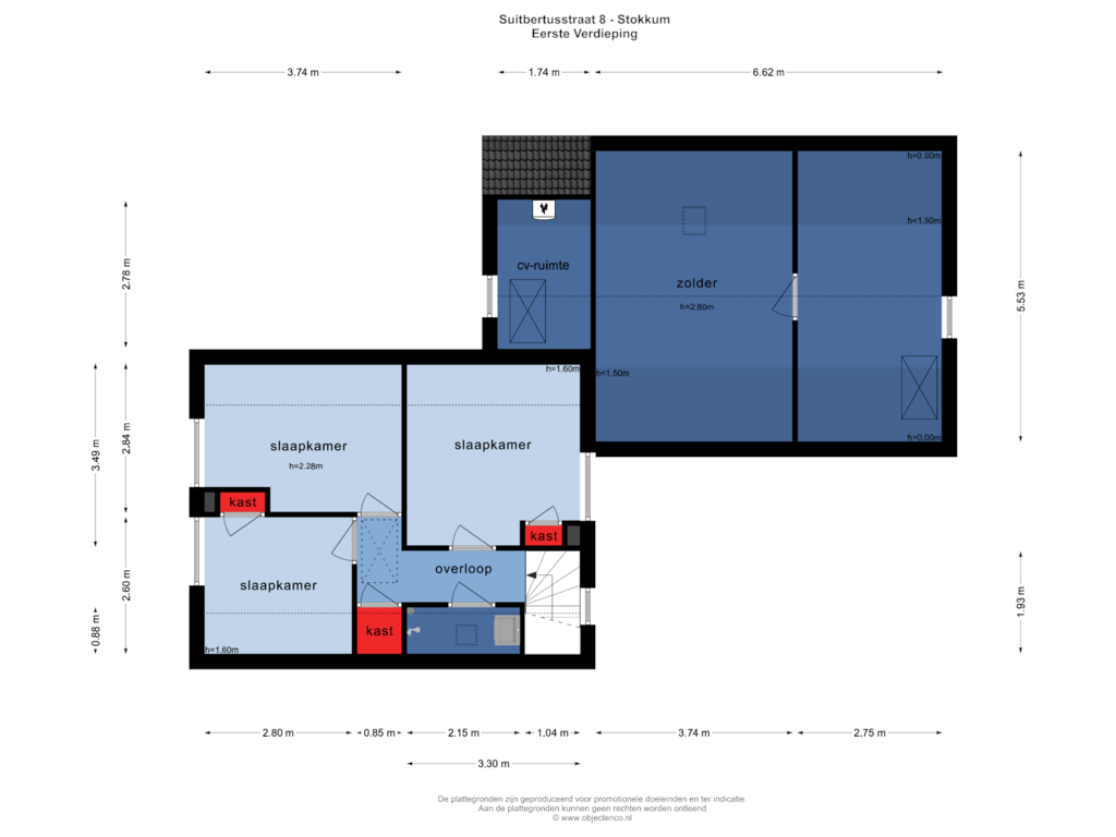 Bekijk plattegrond van EERSTE VERDIEPING van Suitbertusstraat 8