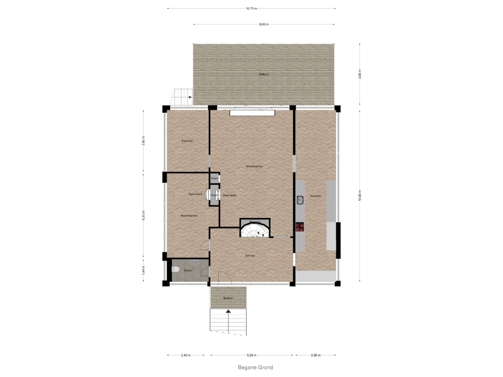 Bekijk plattegrond van Begane Grond van Spoorzicht 10