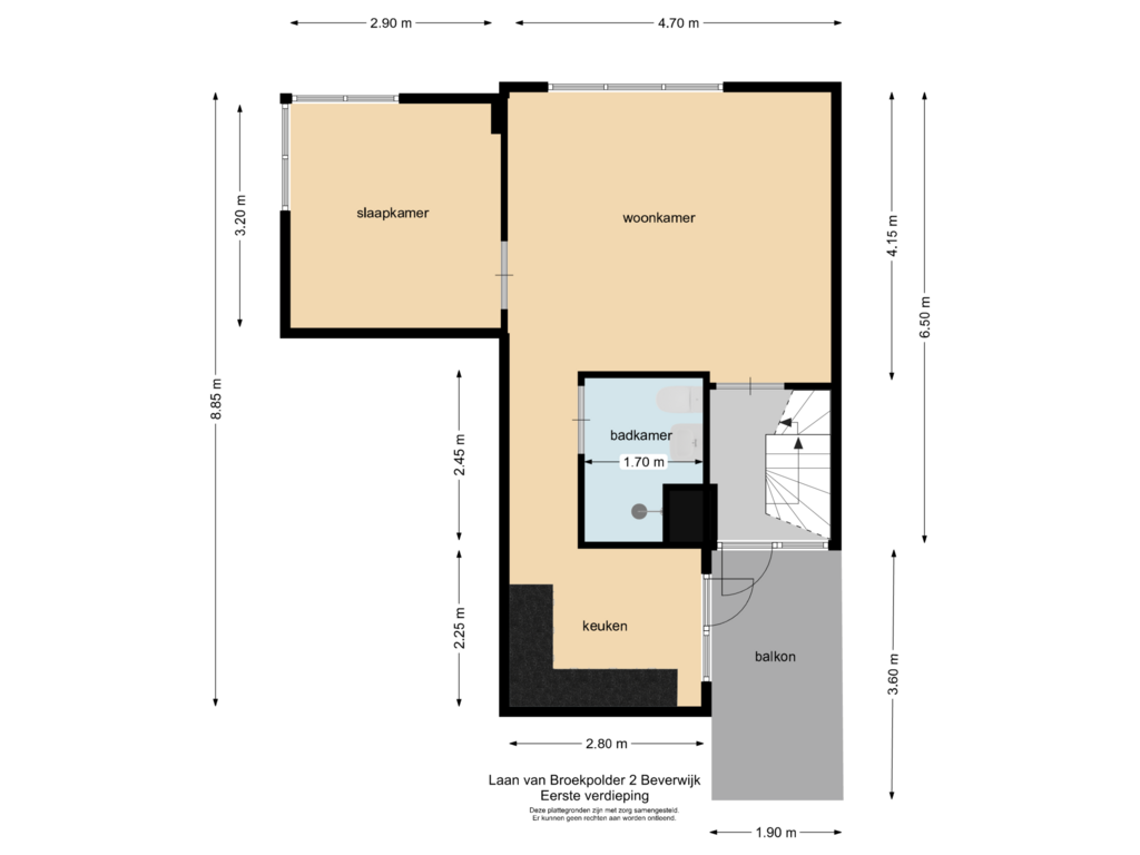 View floorplan of Eerste verdieping of Laan van Broekpolder 2