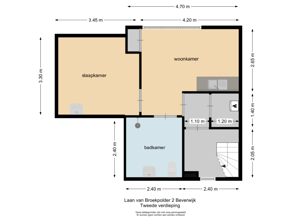 View floorplan of Tweede verdieping of Laan van Broekpolder 2