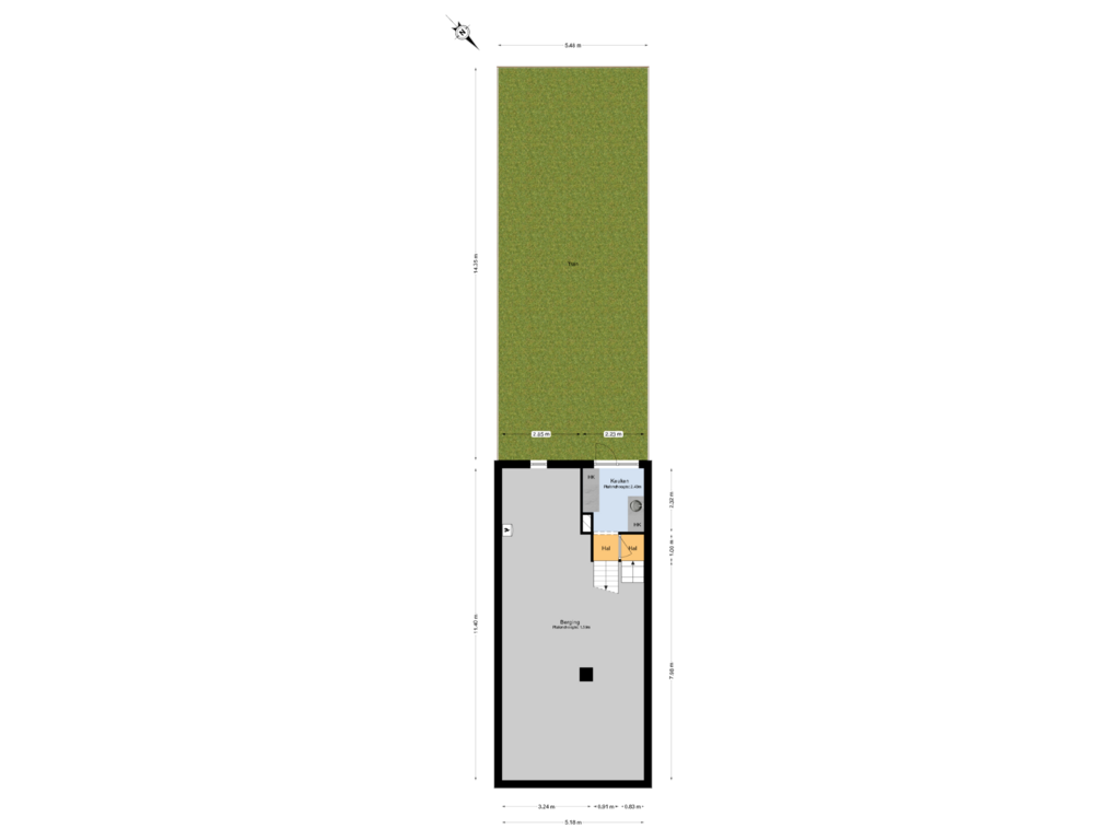 Bekijk plattegrond van Begane grond tuin van Professor Kamerlingh Onneslaan 189-A