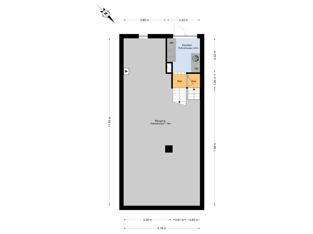 Bekijk plattegrond van Begane grond van Professor Kamerlingh Onneslaan 189-A