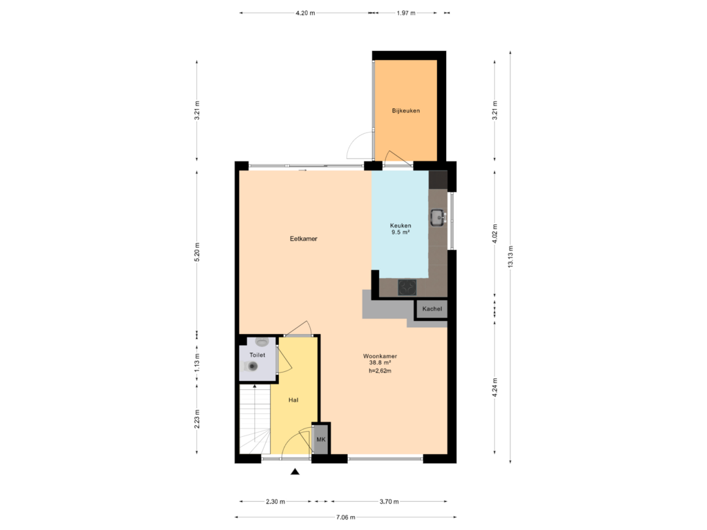 Bekijk plattegrond van Begane grond van Potgieterstraat 35