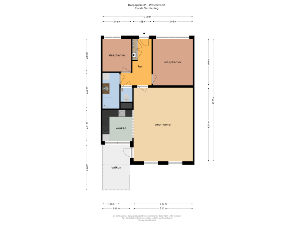 View floorplan of EERSTE VERDIEPING of Dorpsplein 81