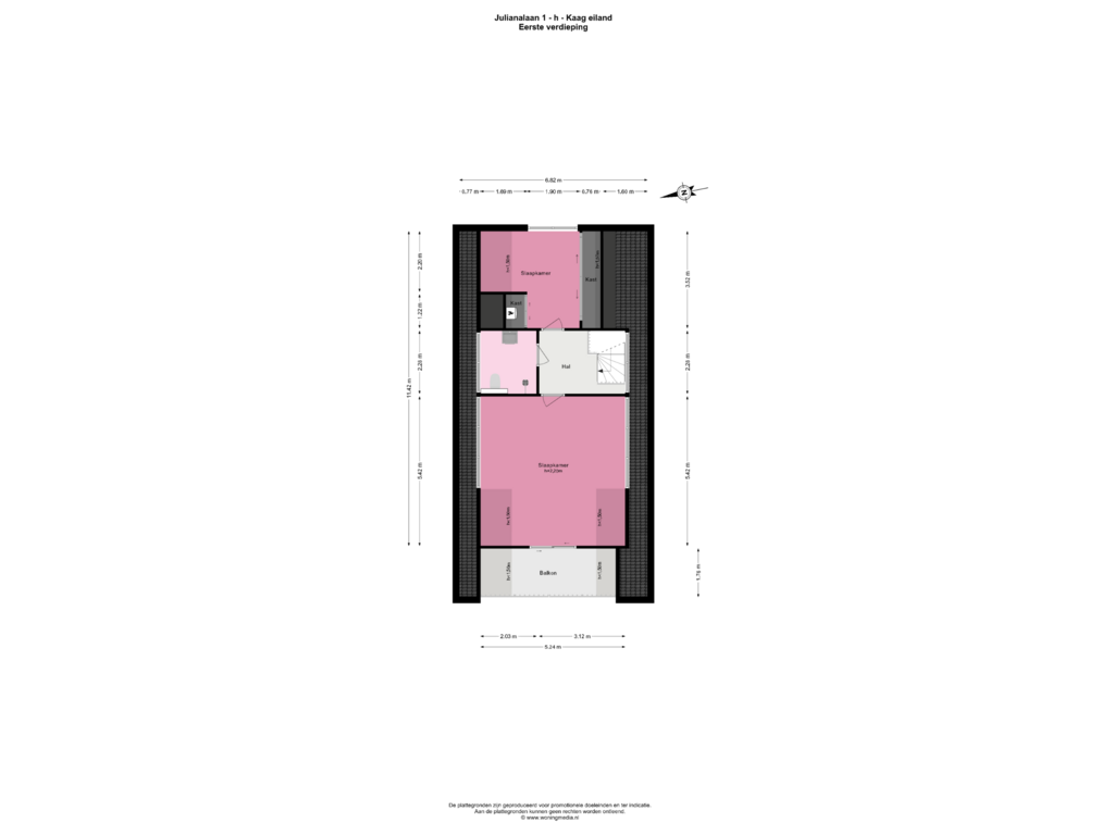 Bekijk plattegrond van Eerste verdieping van Julianalaan 1-H