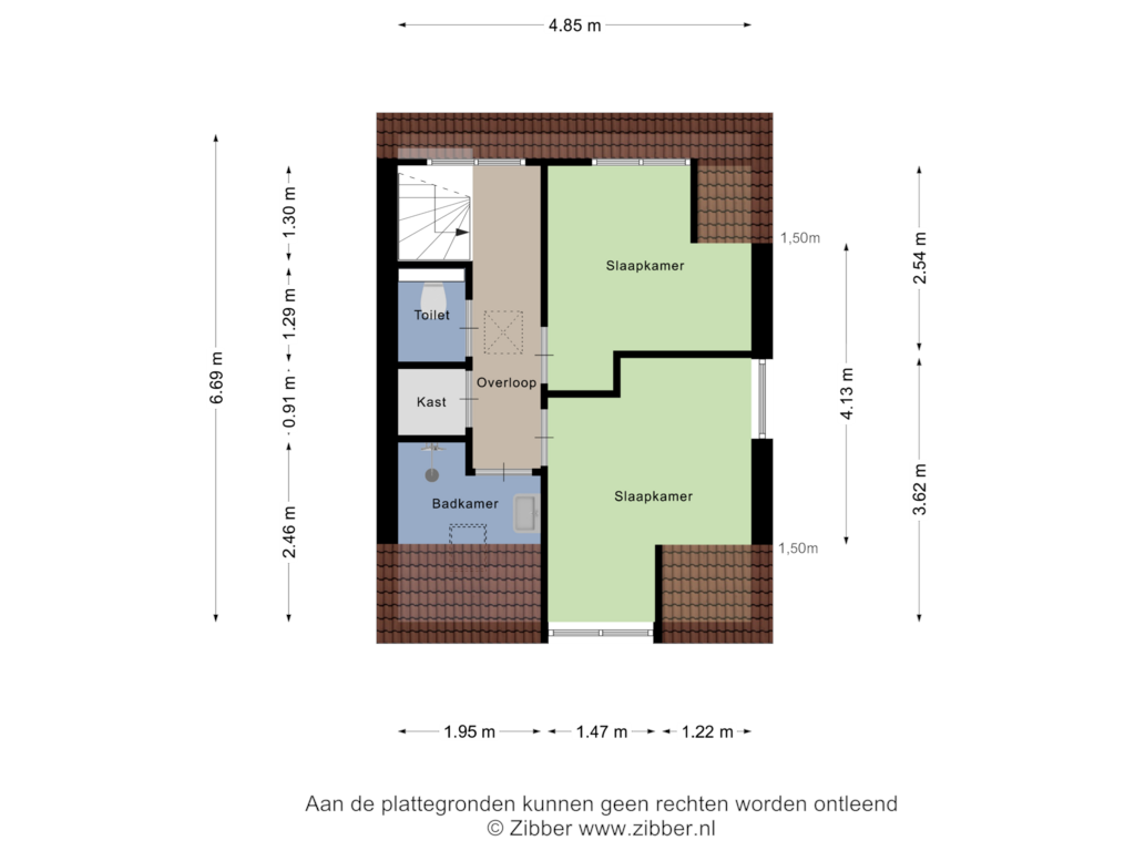 Bekijk plattegrond van Tweede verdieping van Breelaan 33-A