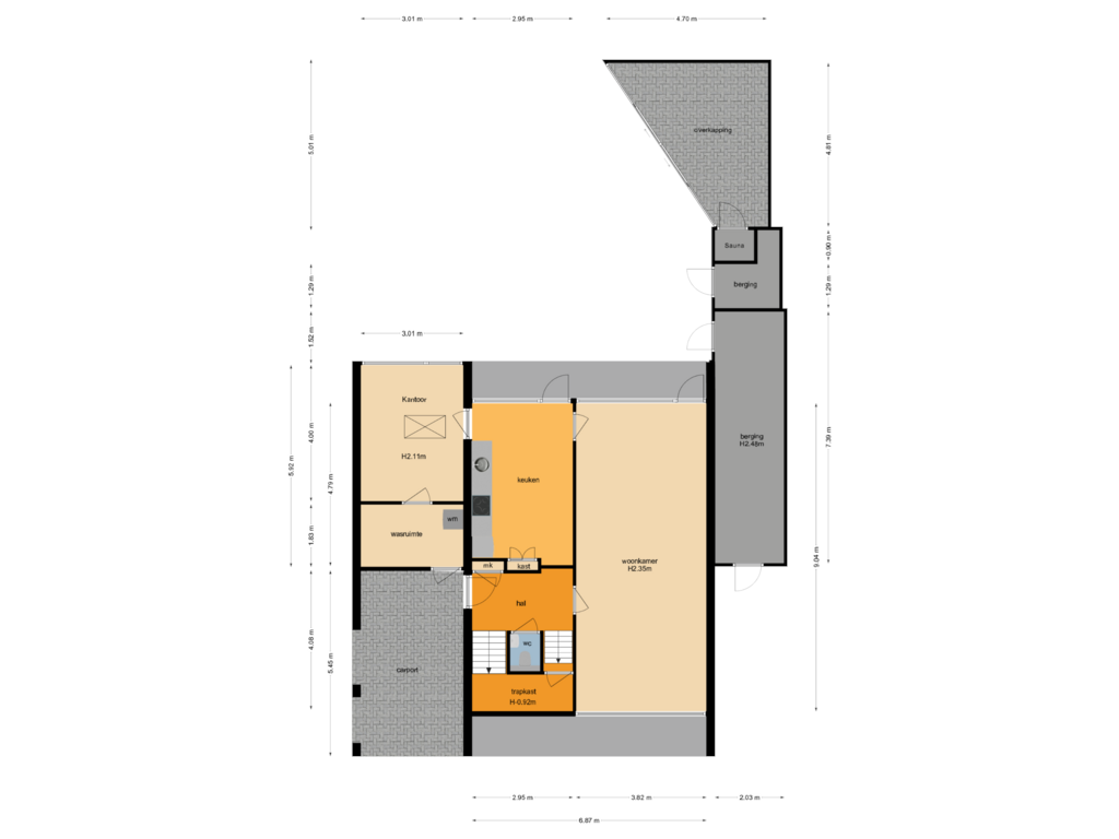 View floorplan of Begane grond of Eltenseweg 6-B