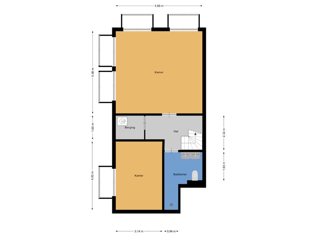 Bekijk plattegrond van Souterrain van Godelindeweg 18-B