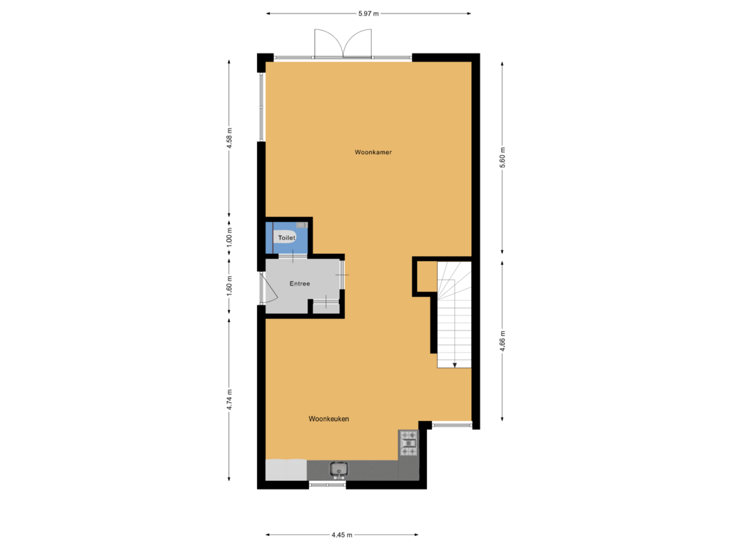 Bekijk plattegrond van Begane grond van Godelindeweg 18-B