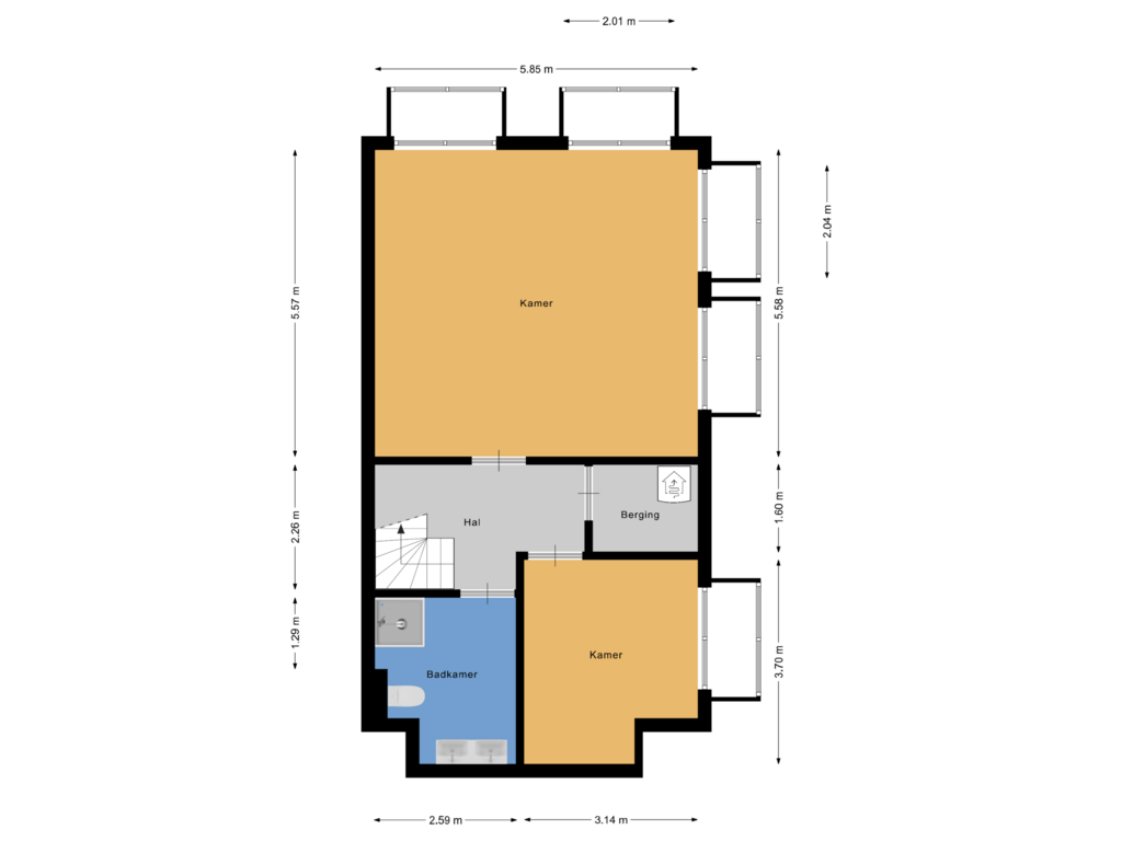 Bekijk plattegrond van Souterrain van Godelindeweg 18-A