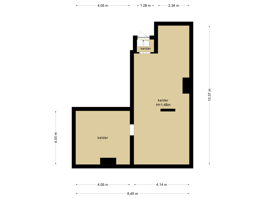 View floorplan of Souterrain of Dokter Mees ten Oeverlaan 3