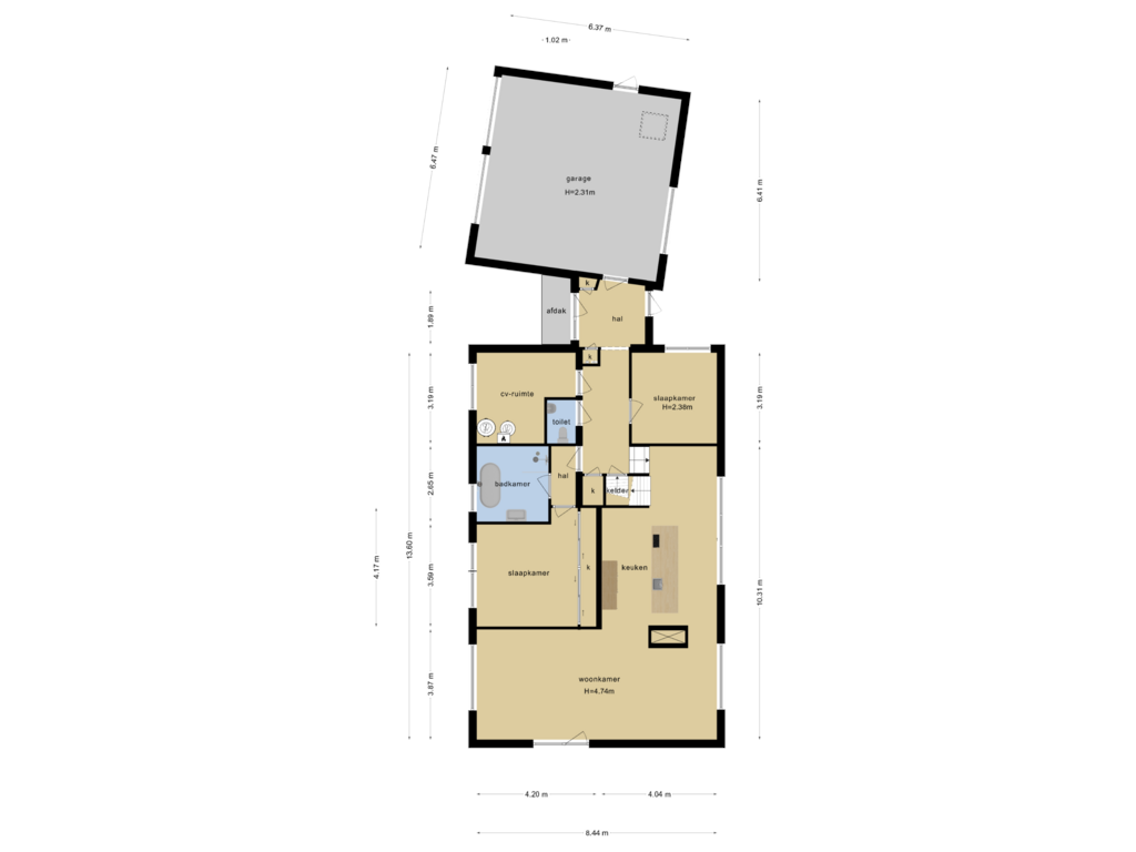 View floorplan of Begane grond of Dokter Mees ten Oeverlaan 3