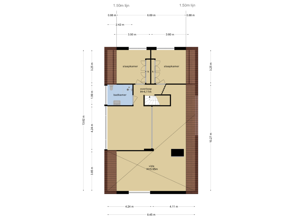 View floorplan of 1e verdieping of Dokter Mees ten Oeverlaan 3