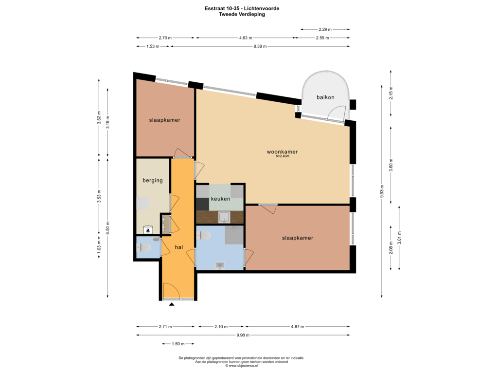 View floorplan of TWEEDE VERDIEPING of Esstraat 10-35