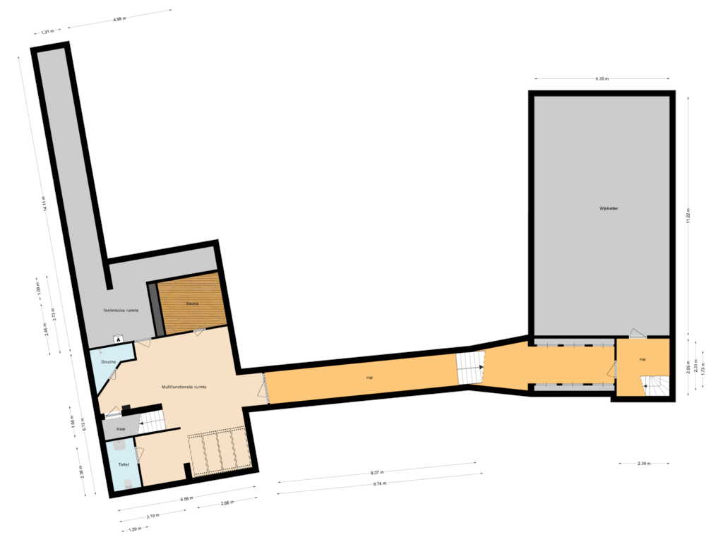 Bekijk plattegrond van Souterrain van Kampweg 1