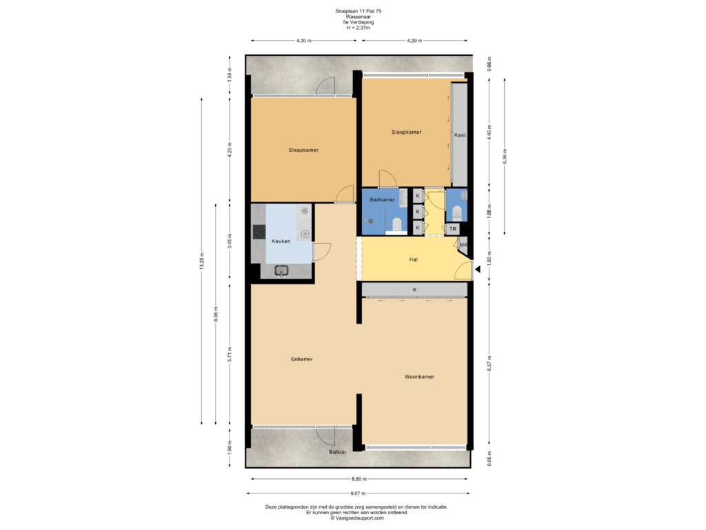 Bekijk plattegrond van 5e Verdieping van Stoeplaan 11-F75