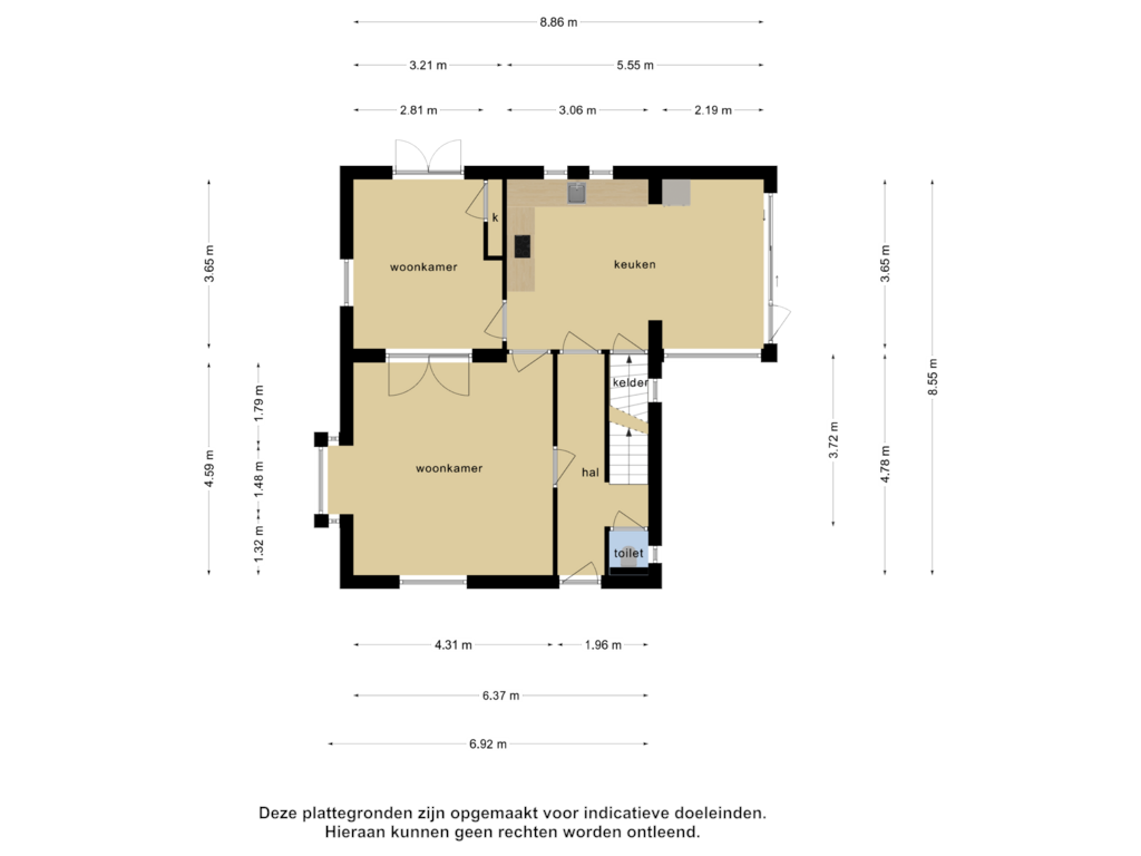 View floorplan of begane grond of Kerkstraat 64