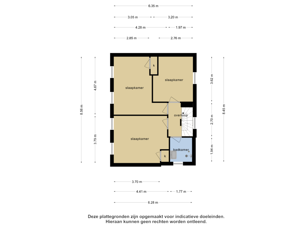 View floorplan of 1e verdieping of Kerkstraat 64