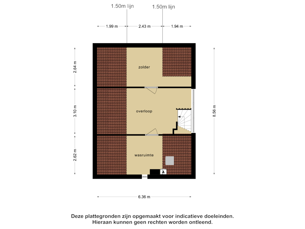 View floorplan of 2e verdieping of Kerkstraat 64