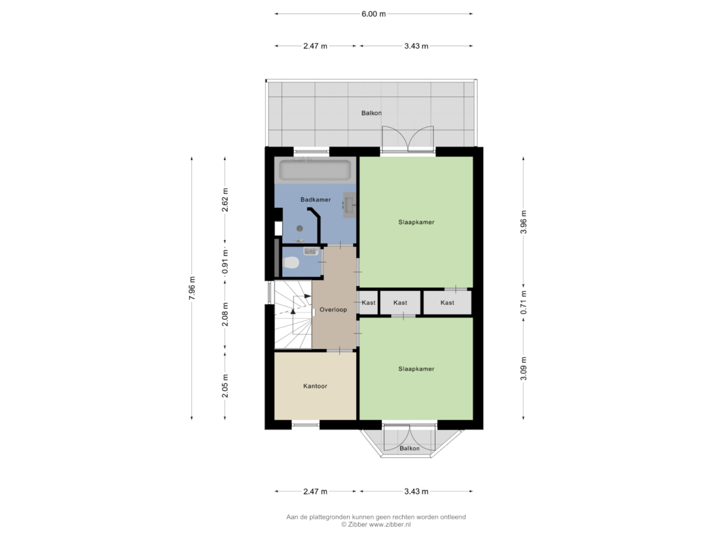 View floorplan of Eerste verdieping of Leidsestraat 77