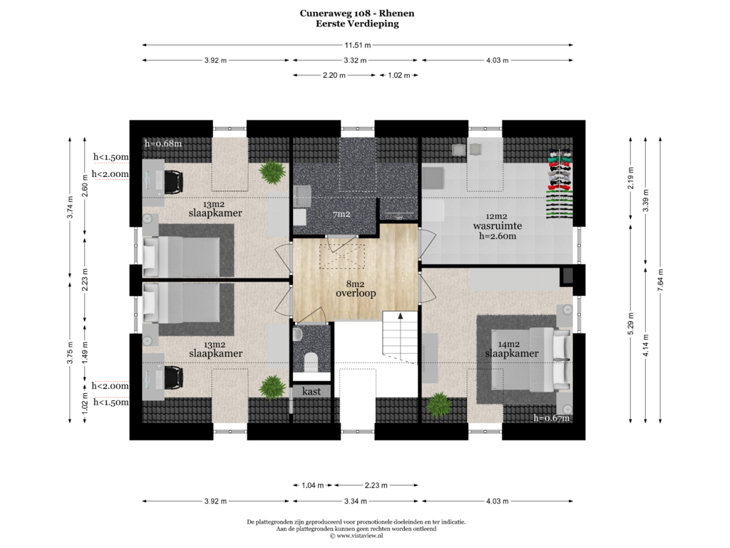 View floorplan of EERSTE VERDIEPING of Cuneraweg 108