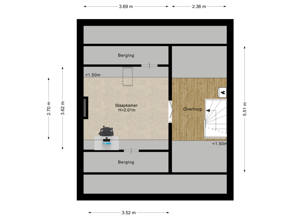 Bekijk plattegrond van Tweede Verdieping van van Riebeeckstraat 3