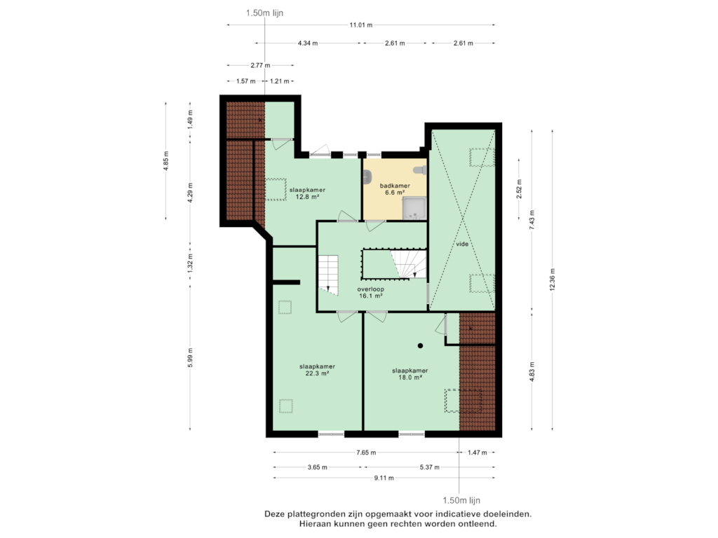 Bekijk plattegrond van 1e verdieping van Wollinghuizerweg 50