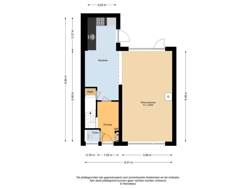 View floorplan of Begane grond of De Savornin Lohmanlaan 21